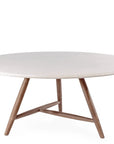 Low Dining Round Table Faye XL | Teak Woodstain Emas Brown / Concrete Top
