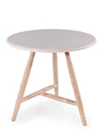 Low dining Bistro Round Table Faye | Teak Natural Grey / Concrete Top - NU PUUR & GROEN