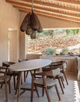 Oval Table Faye | Teak Woodstain Emas Brown / Concrete Top - NU PUUR & GROEN