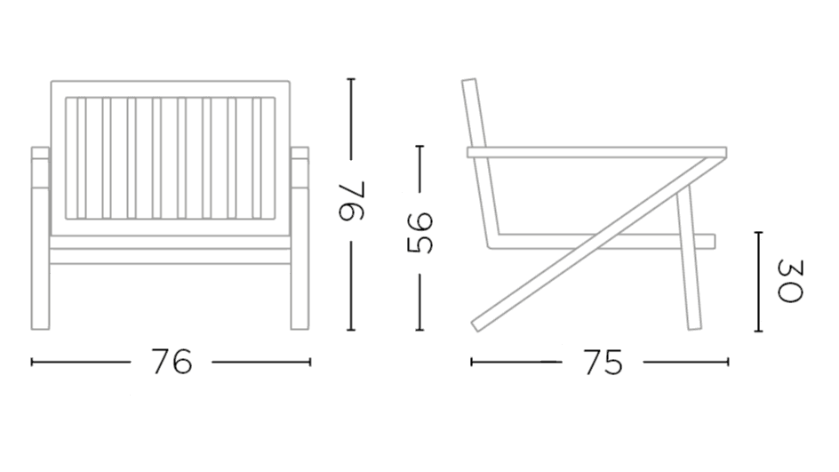 1-Seater Alabama | Teak Natural Grey - NU PUUR & GROEN