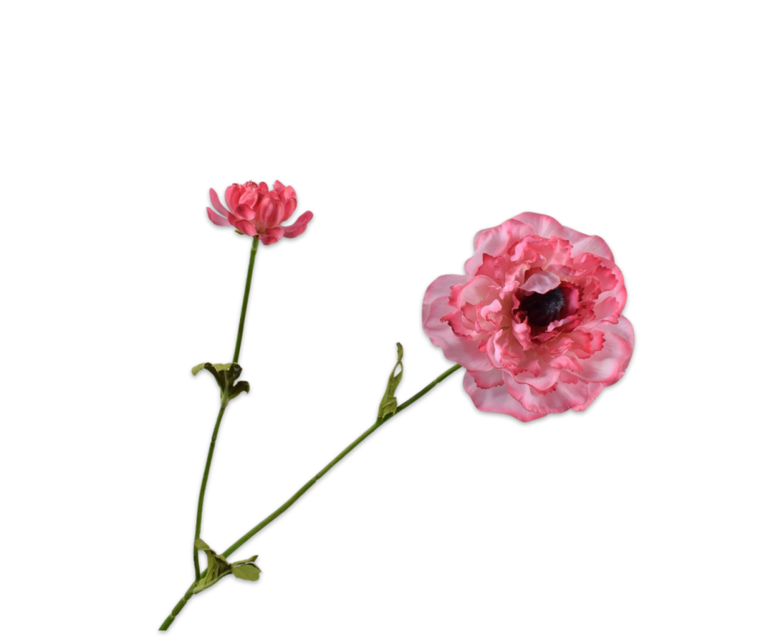 Kunstbloem Ranonkel Tak Roze Real Touch | 63 cm