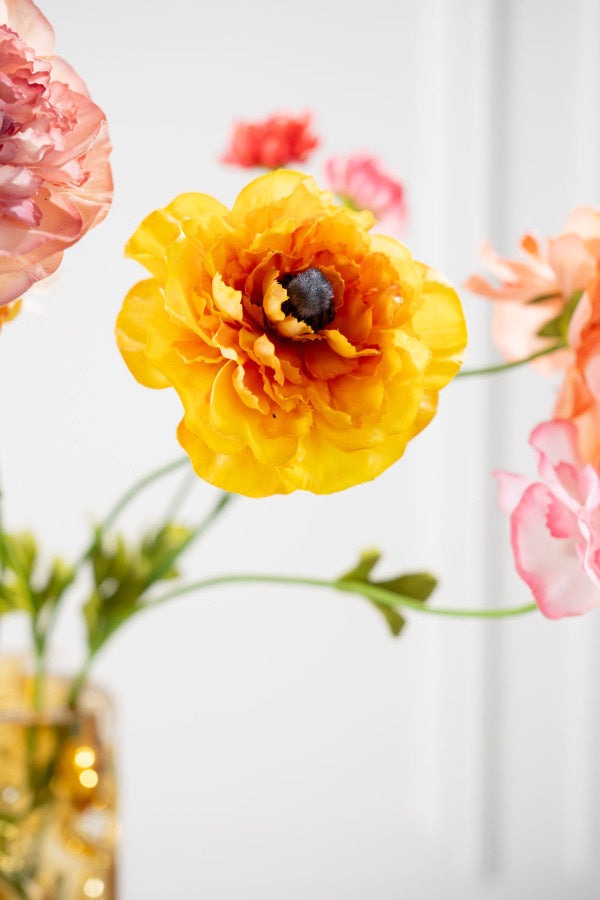 Kunstblume Ranunkel Zweig Gelb Real Touch | 63 cm