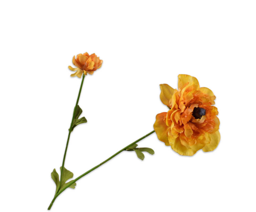 Kunstblume Ranunkel Zweig Gelb Real Touch | 63 cm