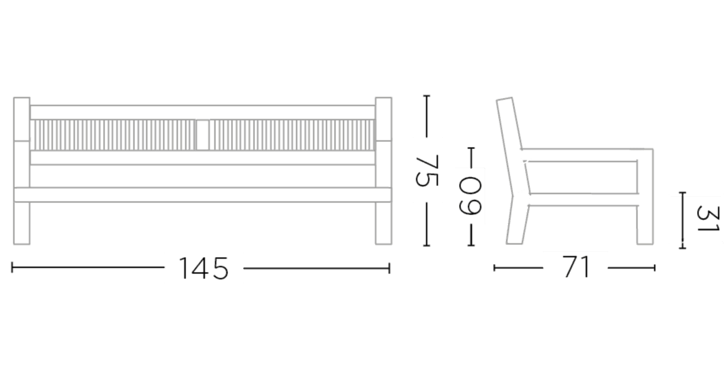 2-Seater Mario | Teak Natural Grey / Rope