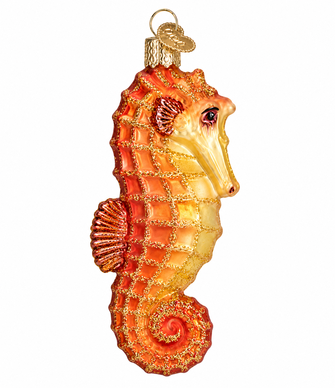 Ornement de Noël | Hippocampe orange | 13 cm