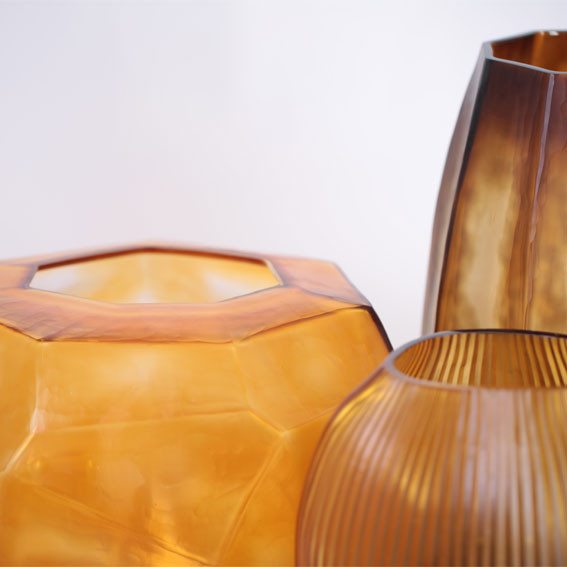 Vase Cubistic Round | Clear/Gold