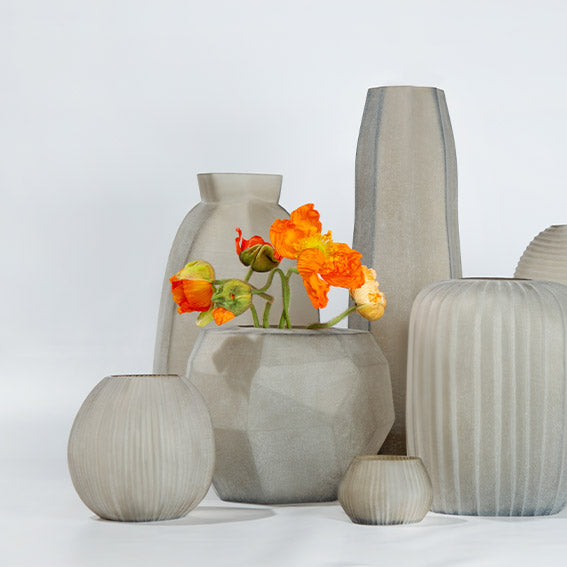 Vase Cubistic Round | Rauchgrau