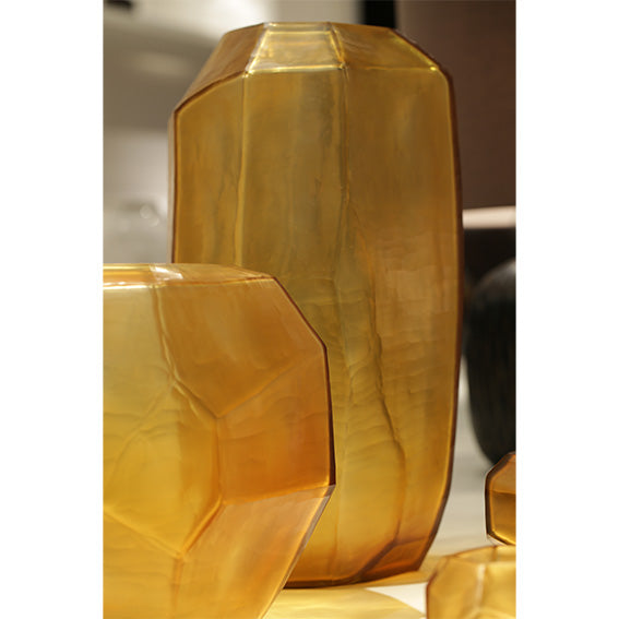 Vase Cubistic Round | Clear/Gold