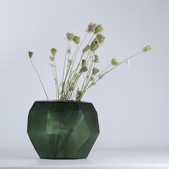 Vase Cubistic Round | Black Steelgrey
