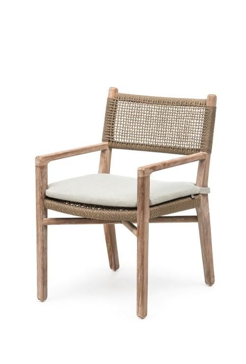 Armchair Fiona | Teak Natural Grey / PE Wicker Antique Weed - NU PUUR & GROEN