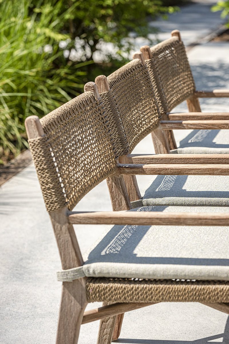 Armchair Fiona | Teak Natural Grey / PE Wicker Antique Weed - NU PUUR & GROEN