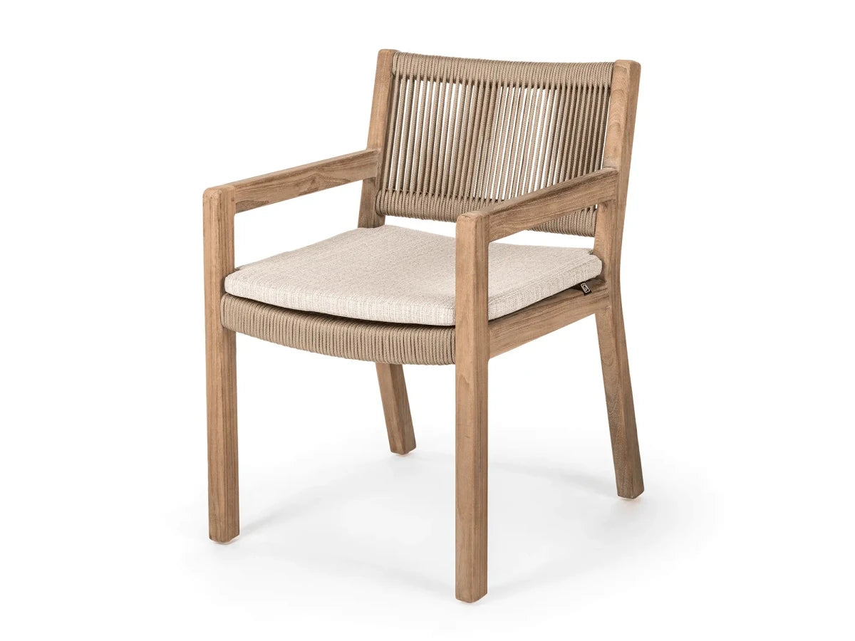 Armchair Mario | Teak Natural Grey / Rope - NU PUUR & GROEN