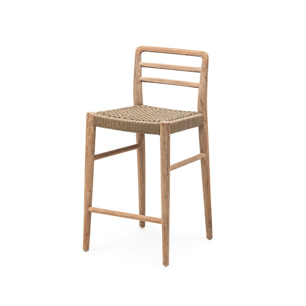 Bar Chair Jared | Teak Natural Grey / PE Wicker Antique Weed - NU PUUR & GROEN
