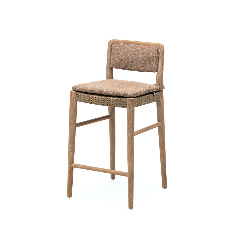 Bar Chair Jared | Teak Natural Grey / PE Wicker Antique Weed - NU PUUR & GROEN