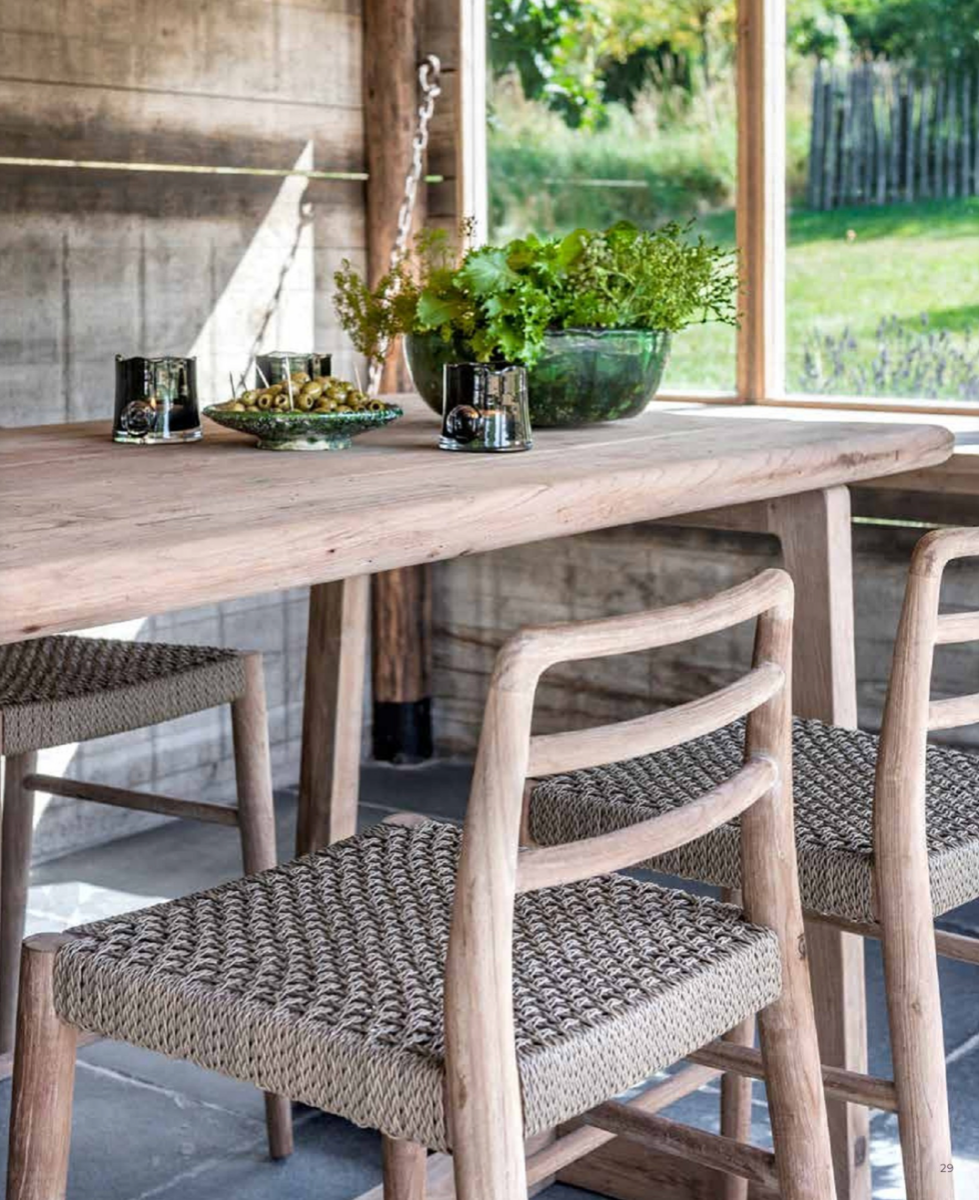 Bar Chair Jared | Teak Natural Grey / PE Wicker Antique Weed - NU PUUR & GROEN