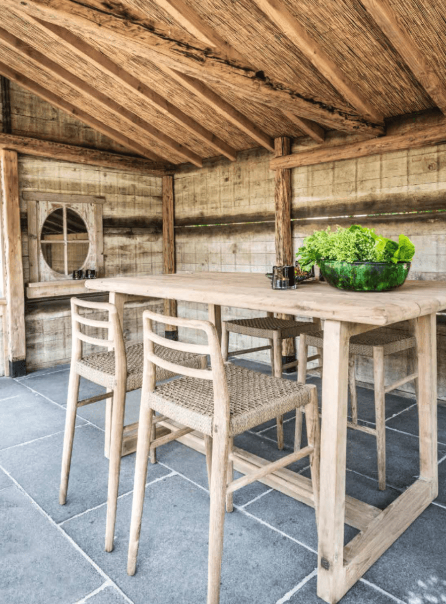 Bar Chair Jared | Teak Natural Grey / PE Wicker Antique Weed - NU PUUR & GROEN