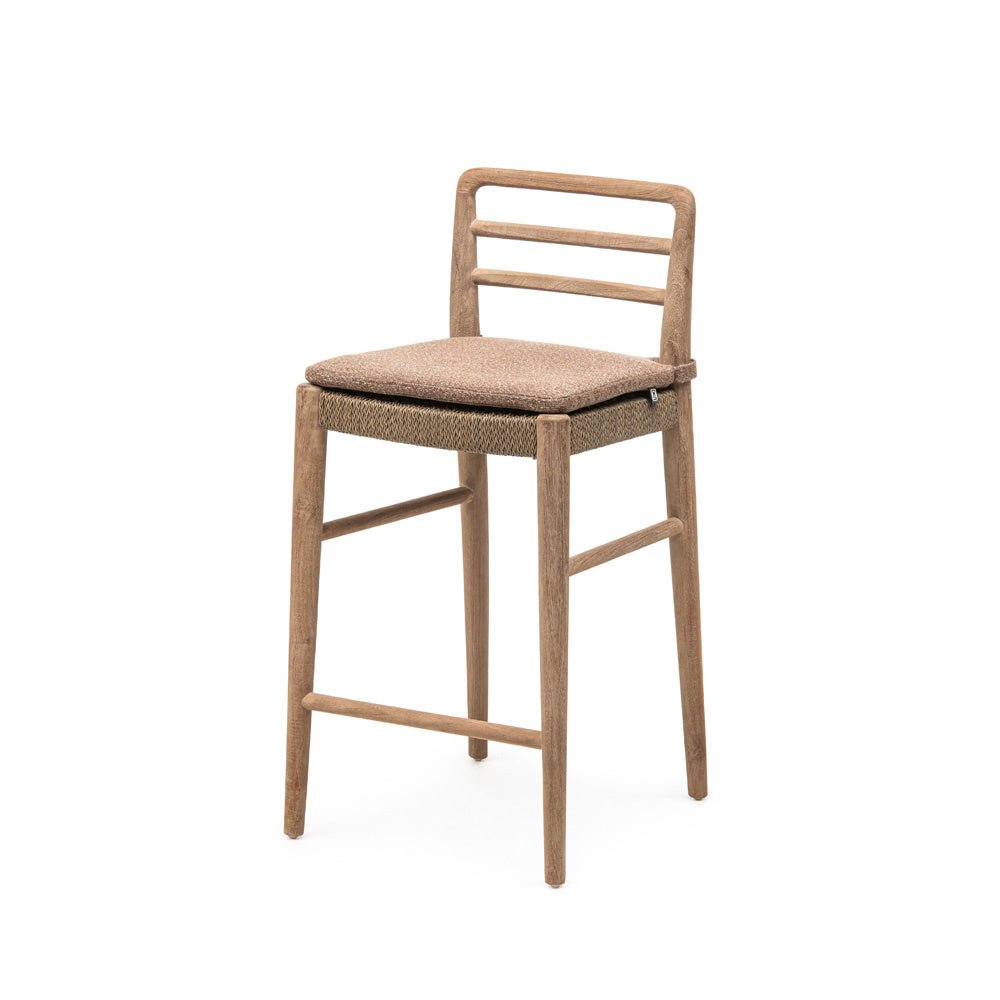 Bar Chair Jared | Teak Natural Grey / PE Wicker Antique Weed - NU PUUR & GROEN