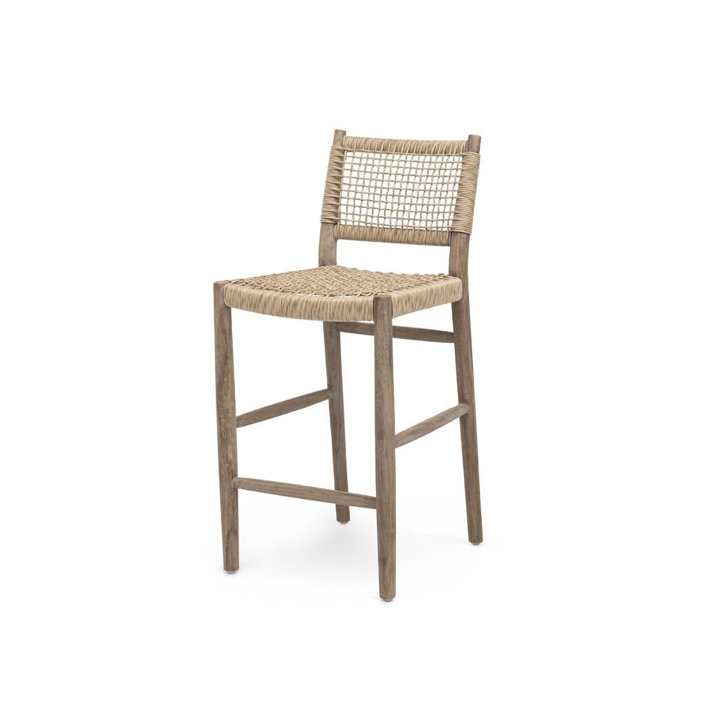 Bar Chair Mieke | Teak Natural Grey / PE Wicker Sand - NU PUUR & GROEN