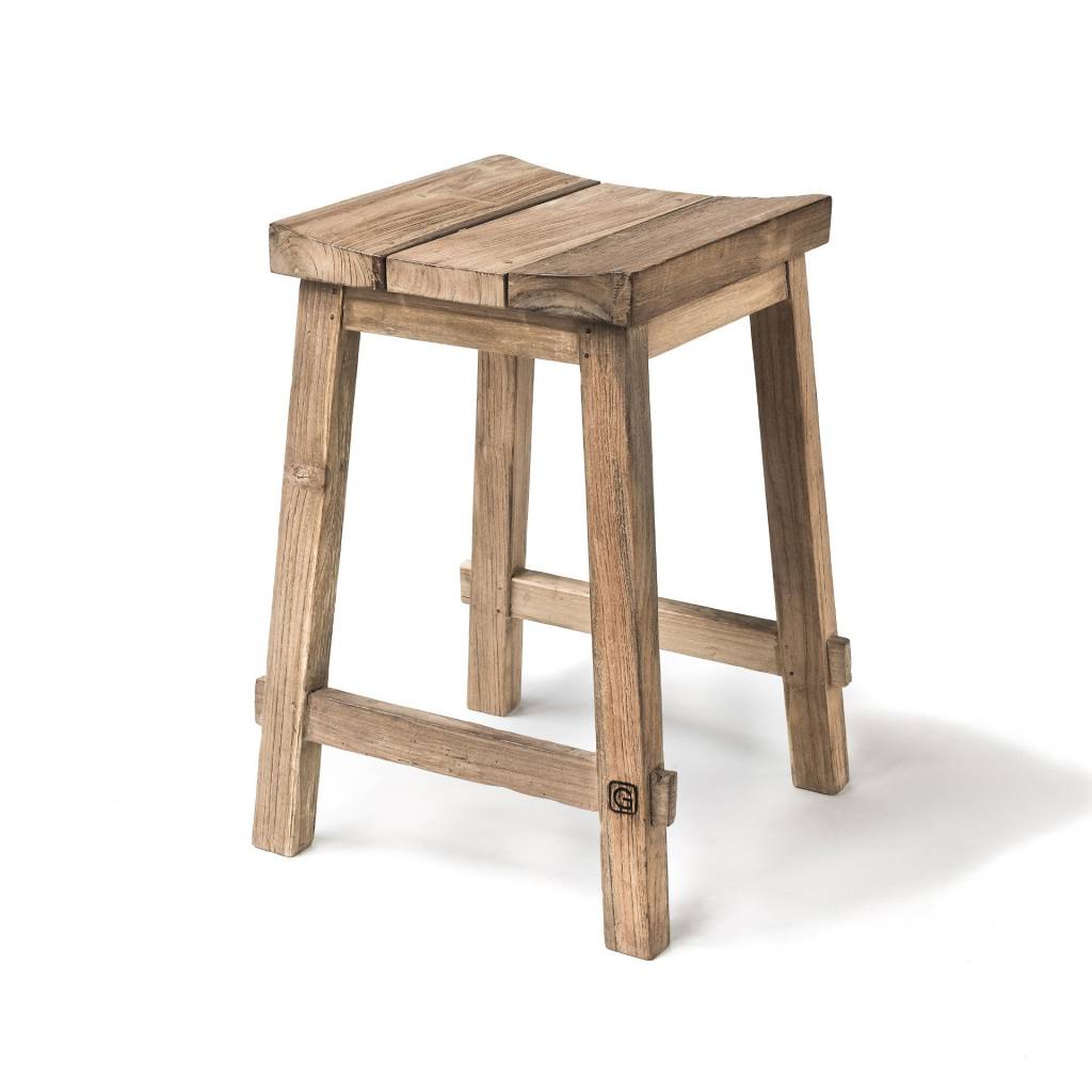 Bar Stool Alexi | Reclaimed Teak Natural Grey - NU PUUR & GROEN