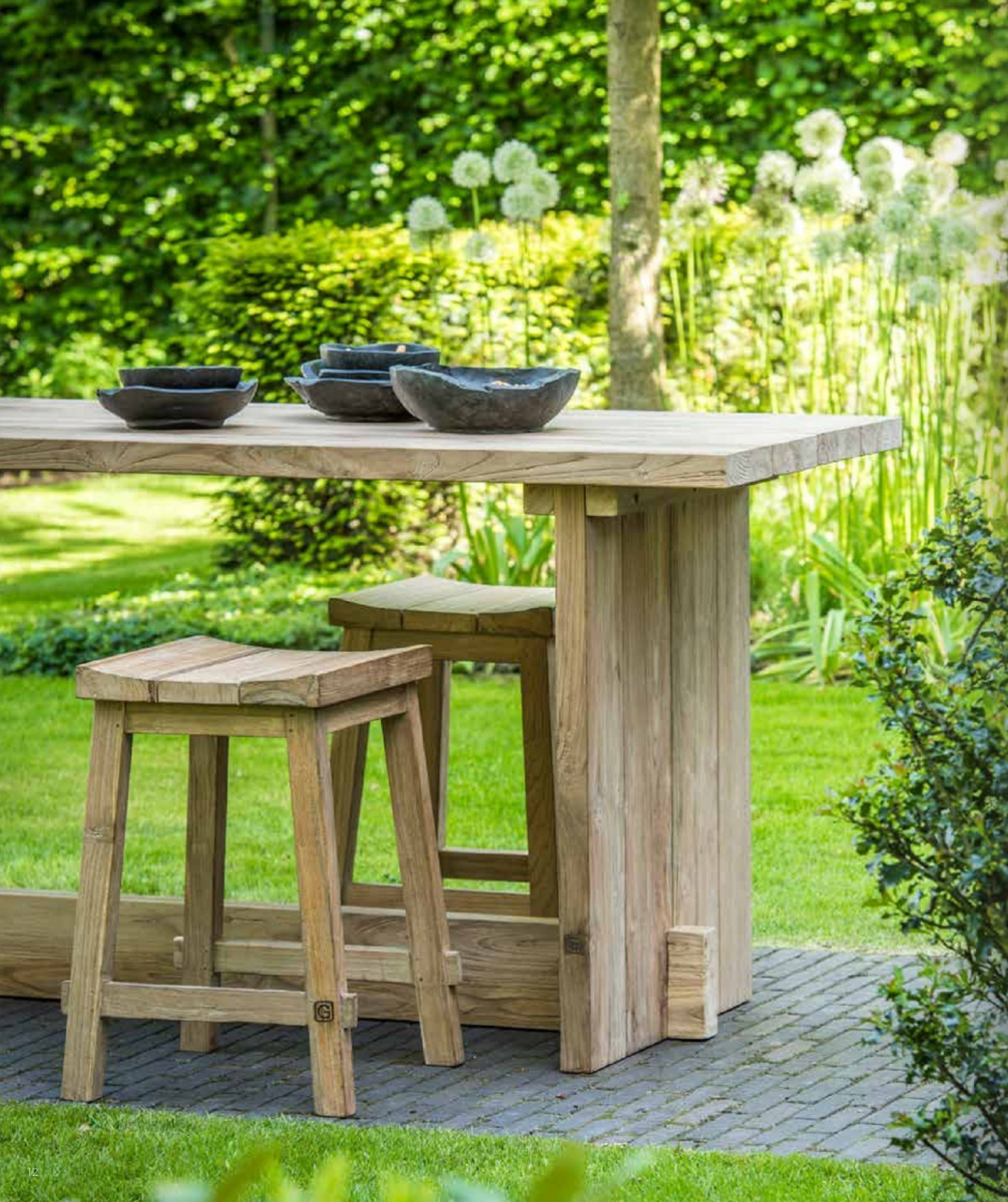 Bar Stool Alexi | Reclaimed Teak Natural Grey - NU PUUR & GROEN