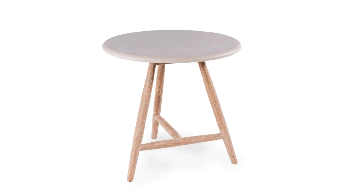Bistro Round Table Faye | Teak Natural Grey / Conrete Top - NU PUUR & GROEN