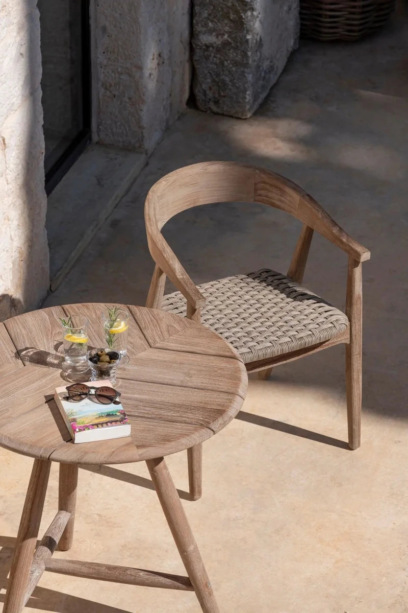 Bistro Round Table Faye | Teak Natural Grey - NU PUUR & GROEN