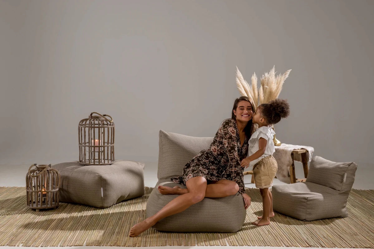 BOHO Square Pouf | Taupe - NU PUUR & GROEN