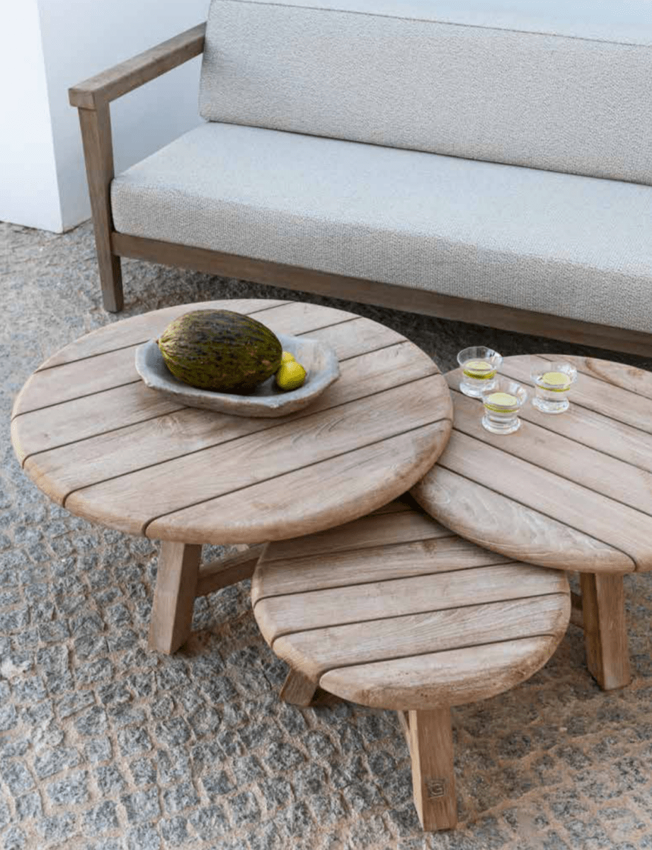 Coffee Table Anton Set of 3 | Reclaimed Teak Natural Grey - NU PUUR & GROEN