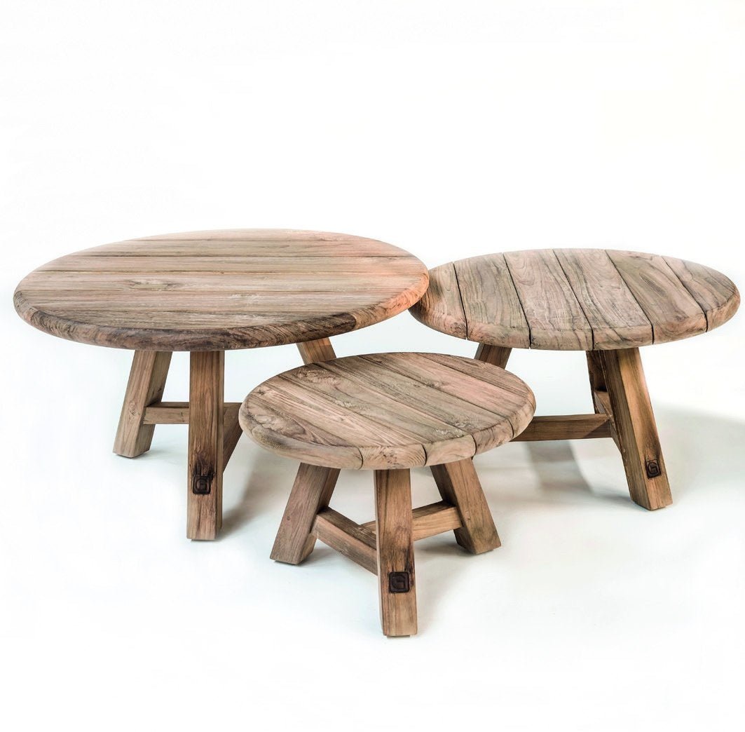 Coffee Table Anton Set of 3 | Reclaimed Teak Natural Grey - NU PUUR & GROEN