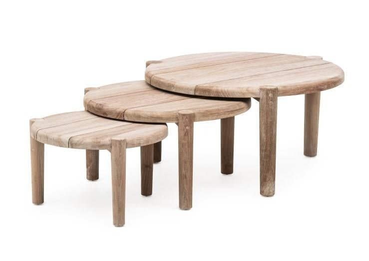 Coffee Table Floor Set of 3 | Reclaimed Teak Natural Grey - NU PUUR & GROEN