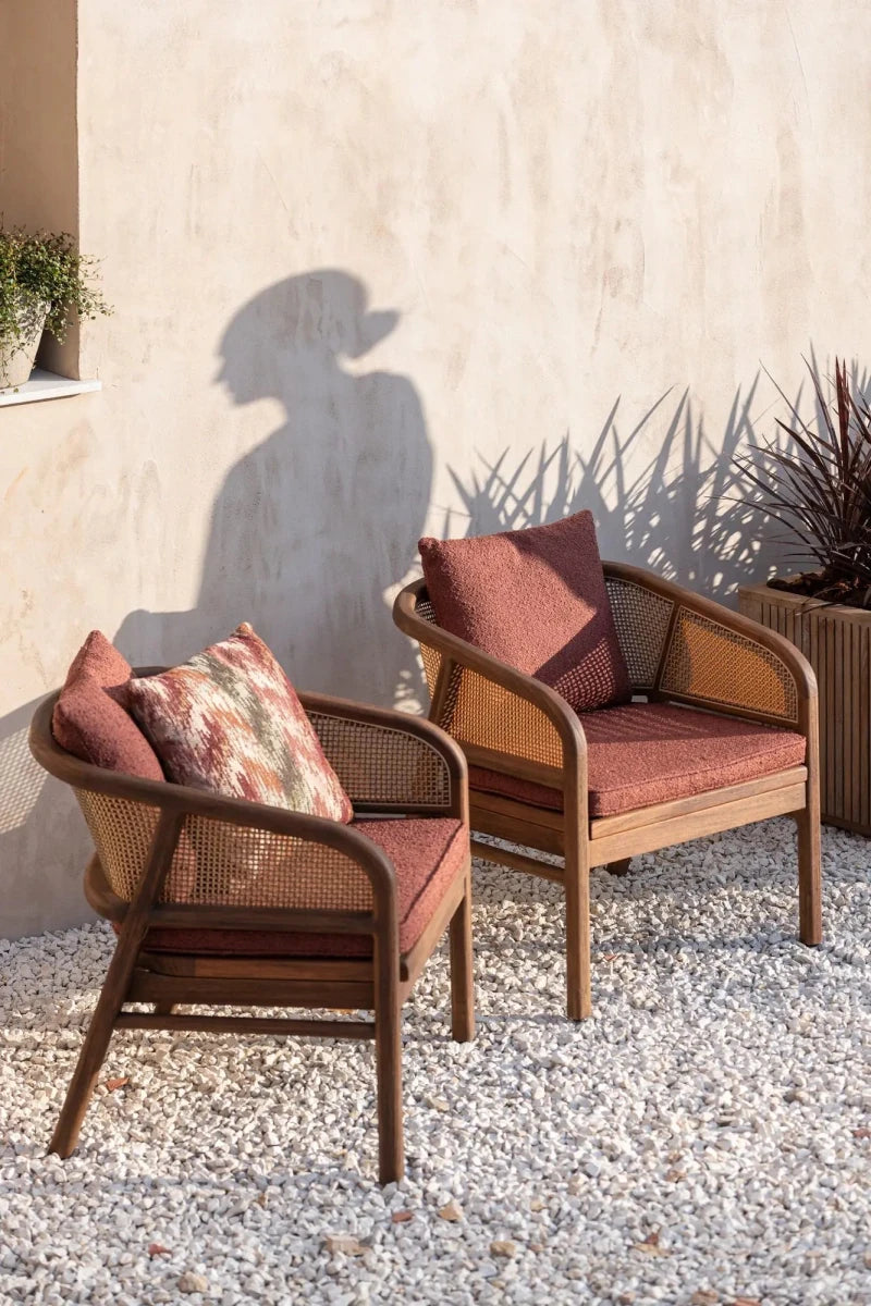 Easy Chair Imen | Teak Woodstain Emas Brown / PE Wicker Blend - NU PUUR & GROEN