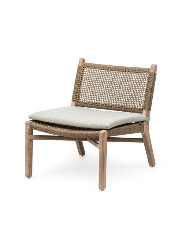 Easy Chair Fiona | Teak Natural Grey / PE Wicker Antique Weed