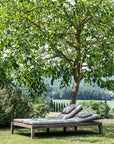 Double Sunlounger Lisa incl. Wheels | Teak Natural Grey / PE Wicker Antique Weed