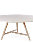 Table basse ronde XL Faye | Teck Gris Naturel / Plateau Béton
