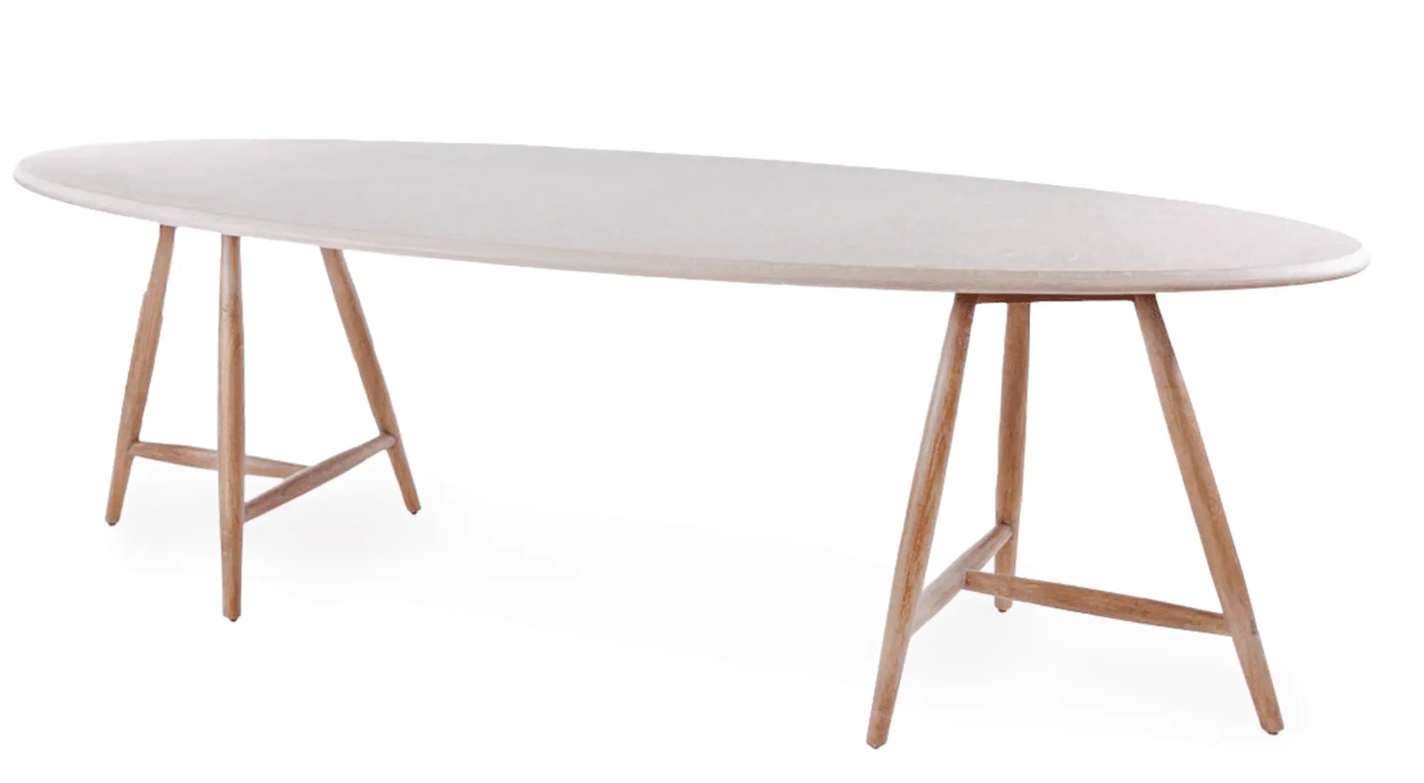 Oval Table Faye | Teak Natural Grey / Concrete Top