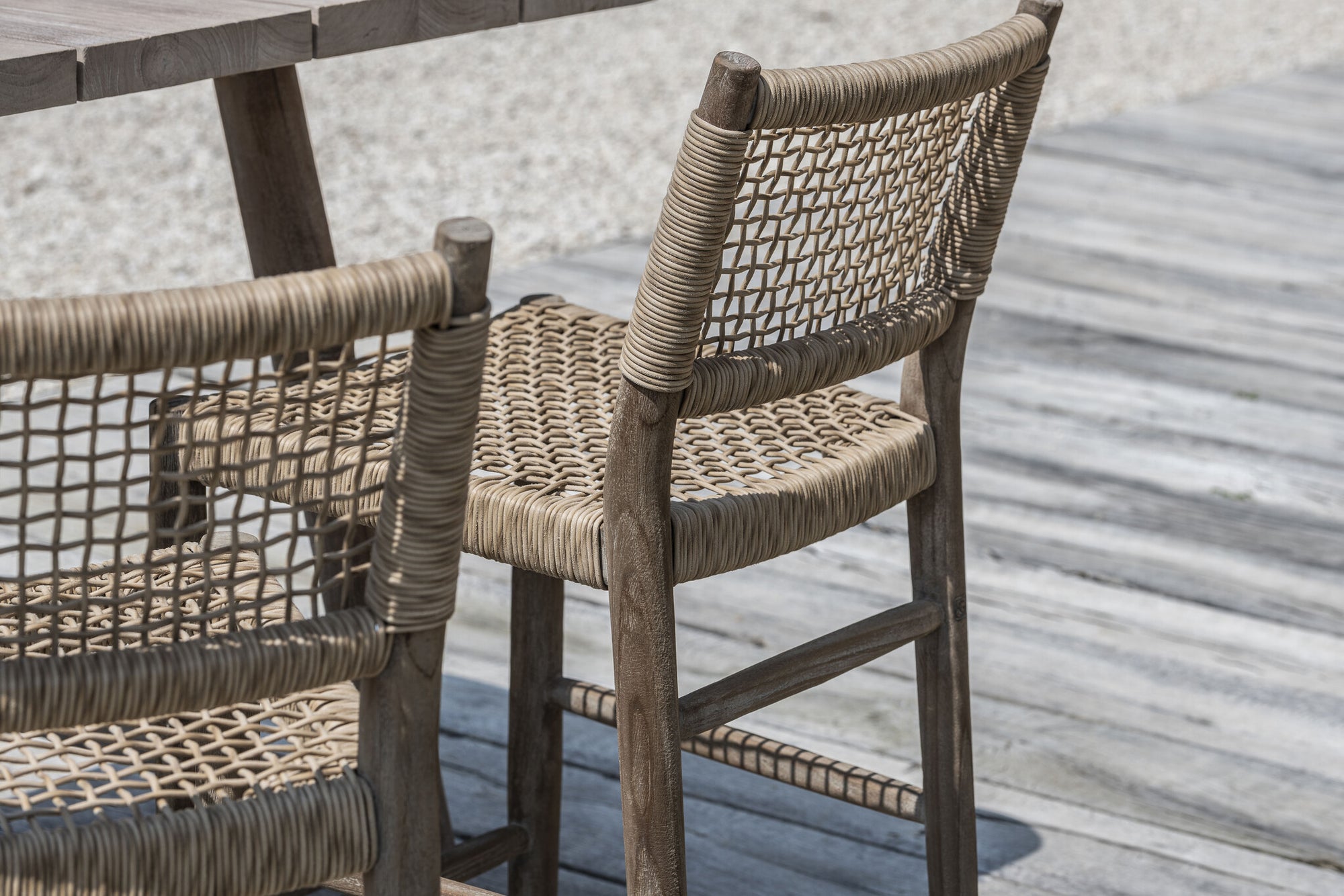 Bar Chair Mieke | Teak Natural Grey / PE Wicker Sand