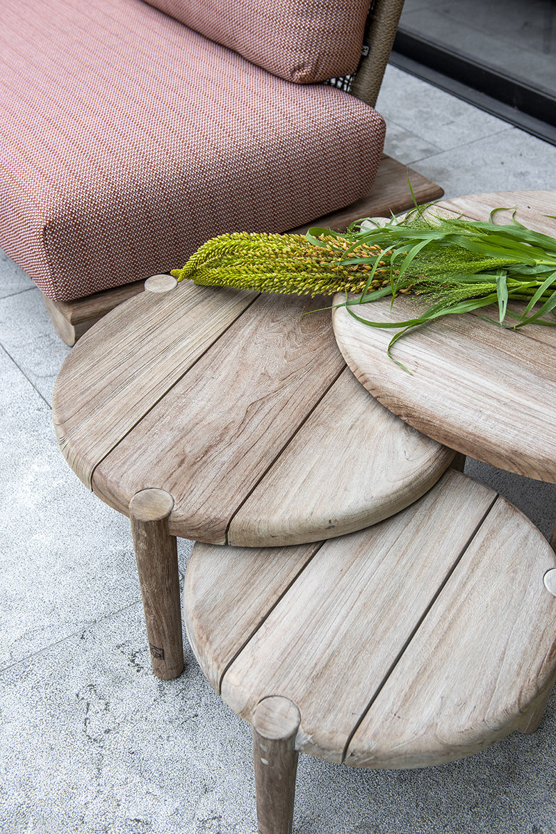 Coffee Table Floor Set of 3 | Reclaimed Teak Natural Grey
