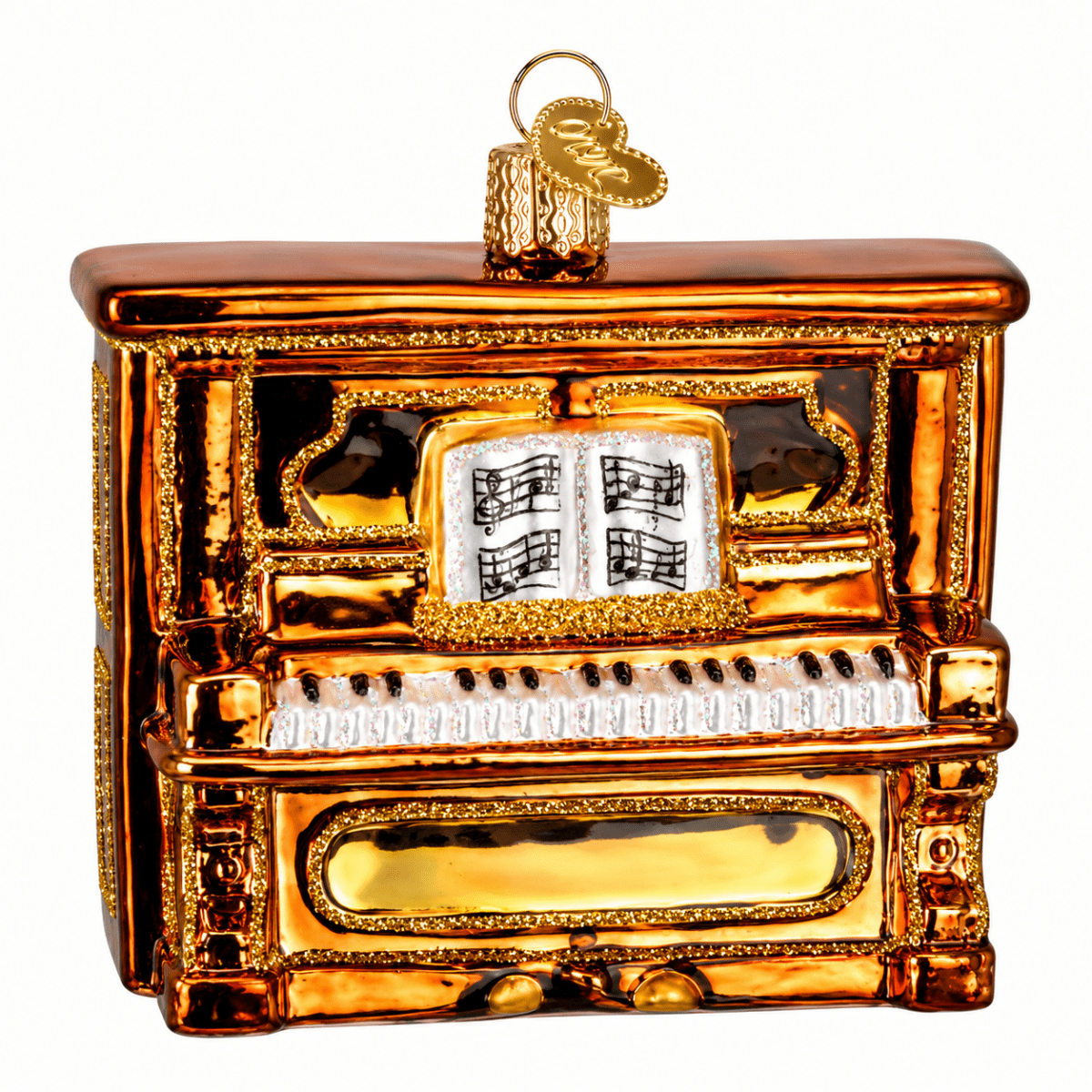 Kerst ornament | Bruine Staande Piano | 9 cm - NU PUUR & GROEN