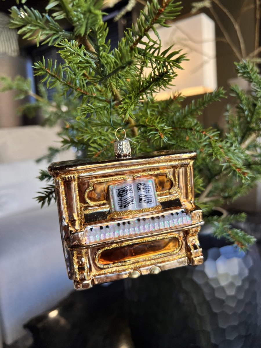 Kerst ornament | Bruine Staande Piano | 9 cm - NU PUUR & GROEN