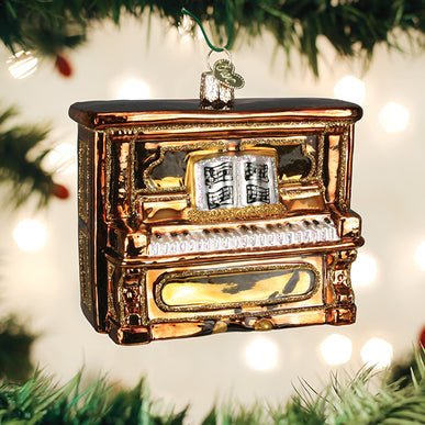 Kerst ornament | Bruine Staande Piano | 9 cm - NU PUUR & GROEN