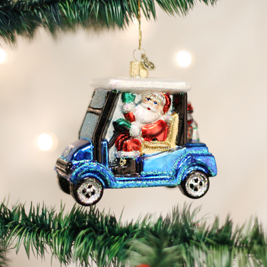 Kerst ornament | Golfkar met Kerstman | 8 cm - NU PUUR & GROEN