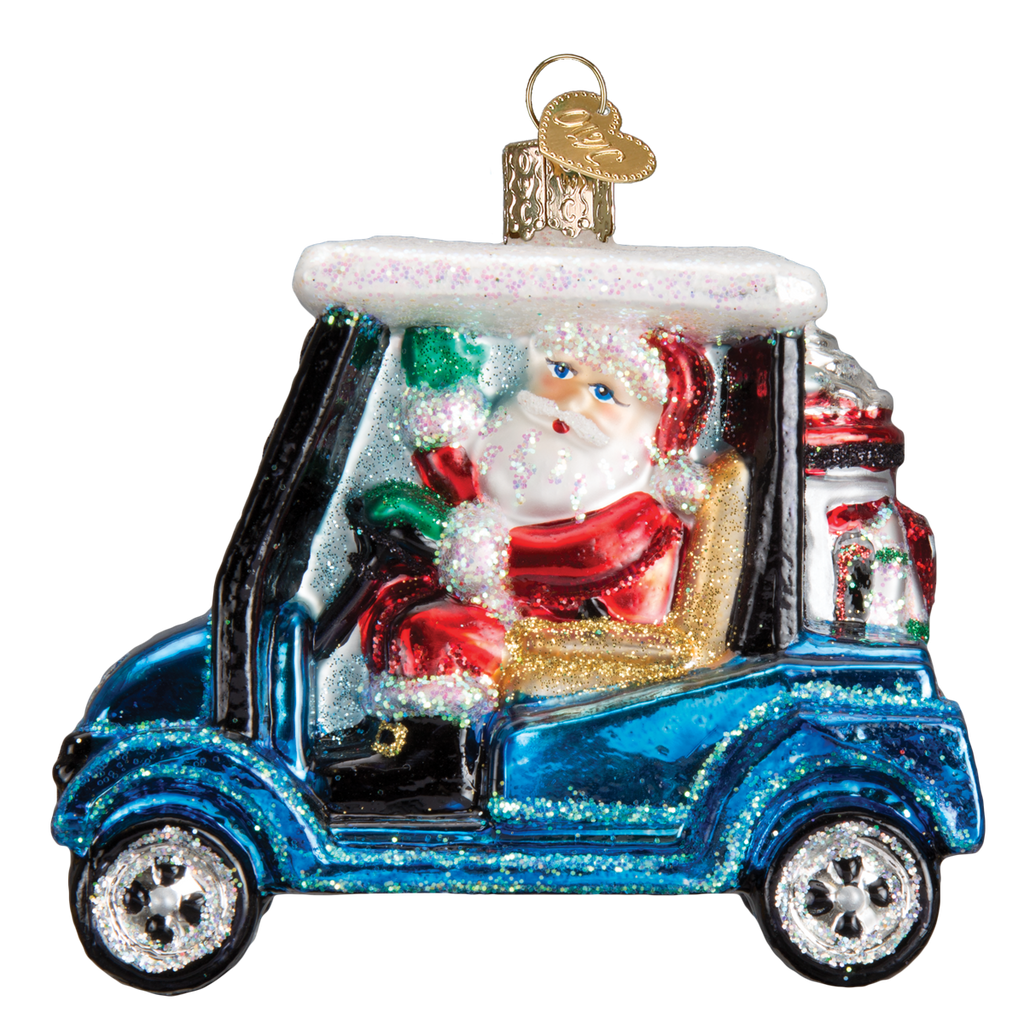 Kerst ornament | Golfkar met Kerstman | 8 cm - NU PUUR & GROEN