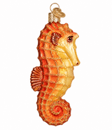 Adorno navideño | Caballito de mar naranja | 13 cm