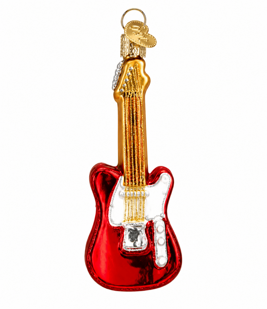 Kerst ornament | Rode Elektrische Gitaar | 13 cm - NU PUUR & GROEN