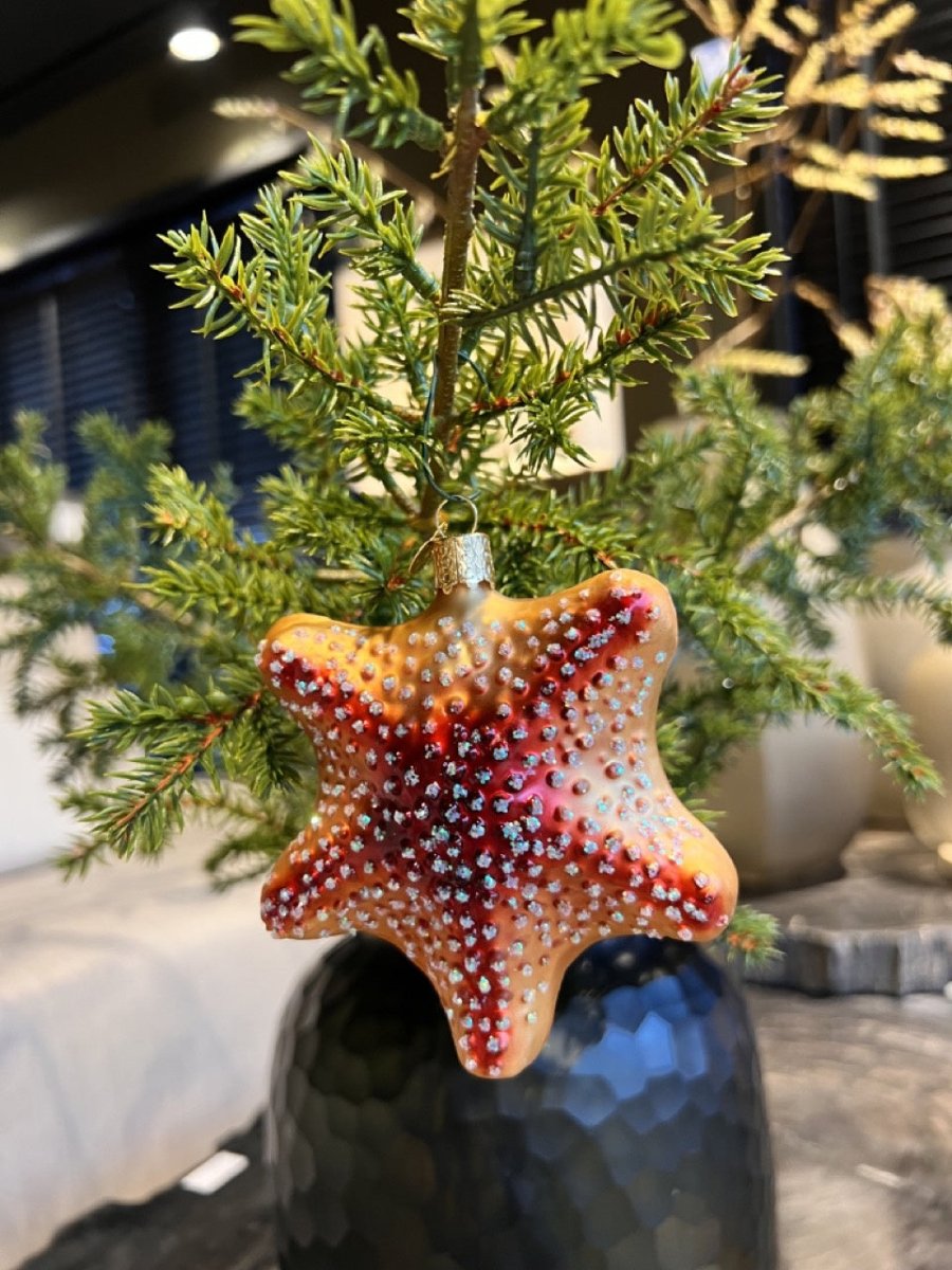 Kerst ornament | Rode zeester | 10 cm - NU PUUR & GROEN