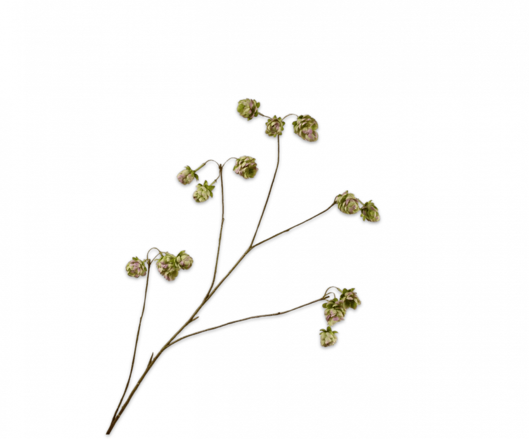 Kunstbloem Hop Tak Groen/Roze | 108 cm - NU PUUR & GROEN