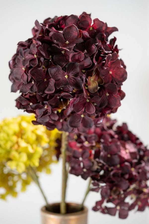 Kunstbloem Hortensia Steel Bordeaux | 70 cm - NU PUUR &amp; GROEN