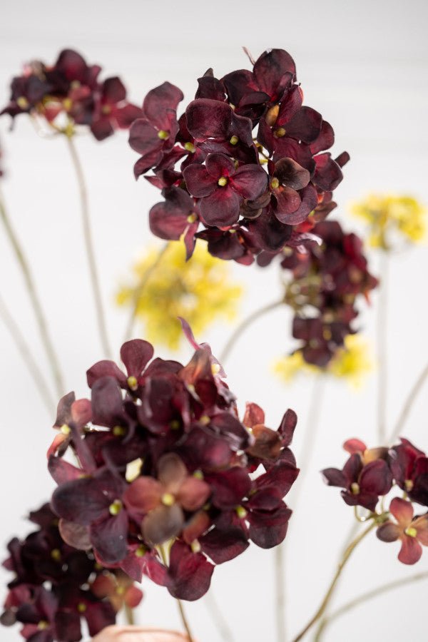 Kunstbloem Hortensia Tak Bordeaux | 85 cm - NU PUUR & GROEN