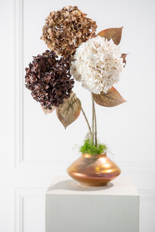 Kunstbloem Hortensia Tak Bruin | 67 cm - NU PUUR & GROEN
