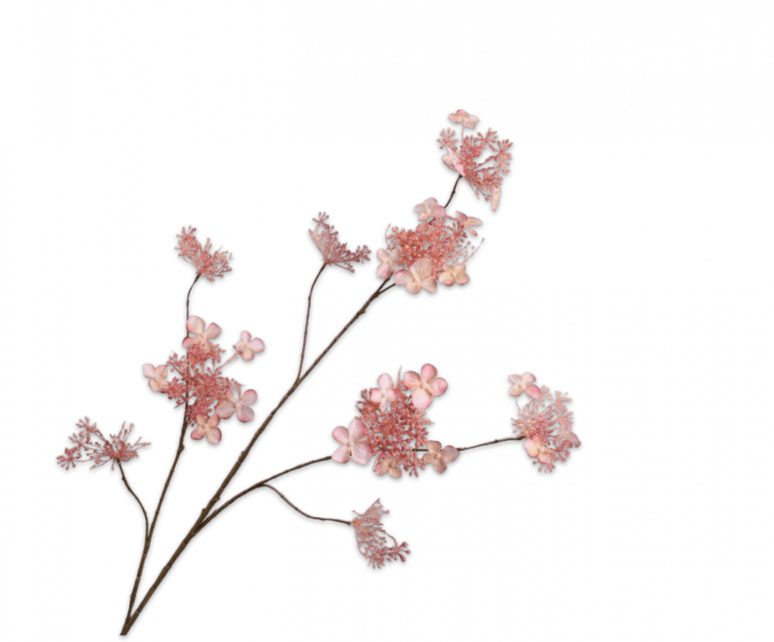 Kunstbloem Hortensia Tak Creme / Roze | 115 cm - NU PUUR & GROEN